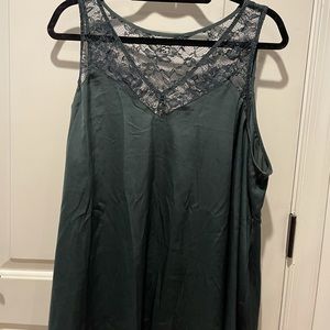 Torrid green satin and lace camisole